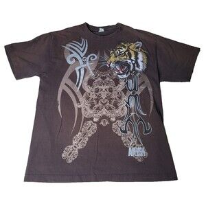 Y2K‎ Animal Planet TV Show Promo Short Sleeve T-shirt Mens L Tiger Tribal Art